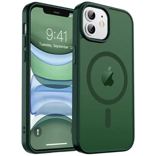 zapica Magnetic for iPhone 11 Phone Case, [Compatible with MagSafe] [Military Grade Drop Protection] Translucent Matte Shockproof Anti-Scratch Phone Case, Forest Green - 1