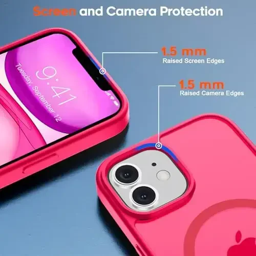 zapica Magnetic for iPhone 11 Phone Case, [Compatible with MagSafe] [Military Grade Drop Protection] Translucent Matte Shockproof Anti-Scratch Phone Case, Hot Pink - 6