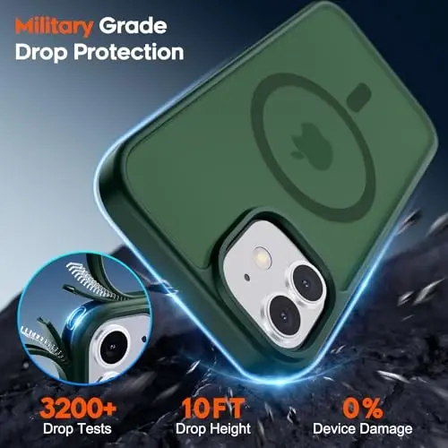 zapica iPhone 11 uchun magnitli telefon g‘ilofi, [MagSafe bilan mos] [Harbiy darajadagi tushishdan himoya] Yarim shaffof matli zarbga chidamli tirnalishga qarshi telefon g‘ilofi, o‘rmon yashili - 5