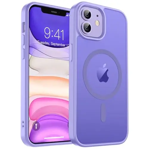 zapica iPhone 11 uchun magnitli telefon g‘ilofi, [MagSafe bilan mos] [Harbiy darajadagi tushishdan himoya] Yarim shaffof mato zarbaga chidamli tirnalishga qarshi telefon g‘ilofi, och binafsha 