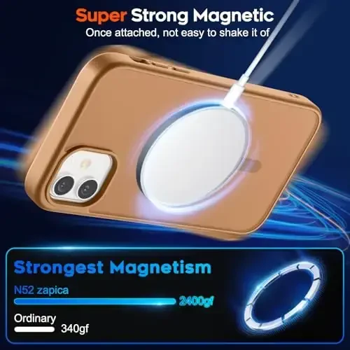 zapica iPhone 11 uchun magnitli telefon g‘ilofi, [MagSafe bilan mos] [Harbiy darajadagi tushishdan himoya] Yarim shaffof mato zarbga chidamli tirnalishga qarshi telefon g‘ilofi, jigarrang - 3
