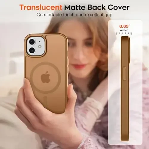 zapica iPhone 11 uchun magnitli telefon g‘ilofi, [MagSafe bilan mos] [Harbiy darajadagi tushishdan himoya] Yarim shaffof mato zarbga chidamli tirnalishga qarshi telefon g‘ilofi, jigarrang - 7