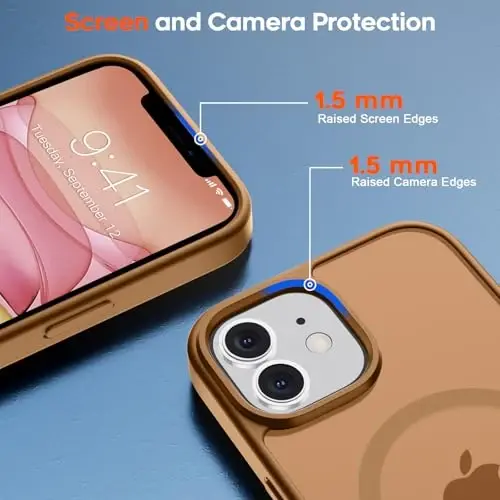 zapica iPhone 11 uchun magnitli telefon g‘ilofi, [MagSafe bilan mos] [Harbiy darajadagi tushishdan himoya] Yarim shaffof mato zarbga chidamli tirnalishga qarshi telefon g‘ilofi, jigarrang - 6