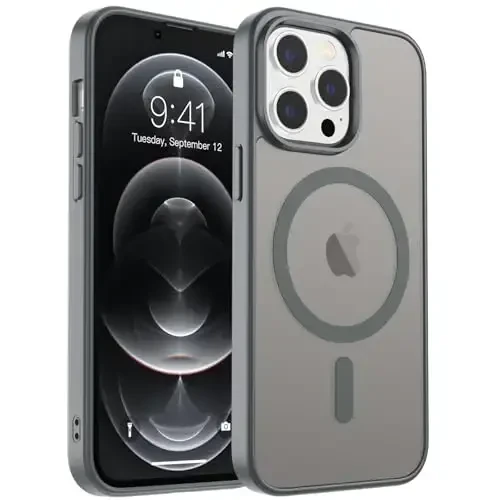 zapica Magnetic for iPhone 12 Pro Max Case, [Compatible with MagSafe] [Military Grade Drop Protection] Translucent Matte Shockproof Anti-Scratch Phone Case, Dark Gary 
