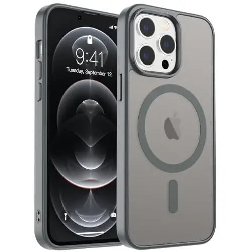 zapica Magnetic for iPhone 12 Pro Max Case, [Compatible with MagSafe] [Military Grade Drop Protection] Translucent Matte Shockproof Anti-Scratch Phone Case, Dark Gary - 1