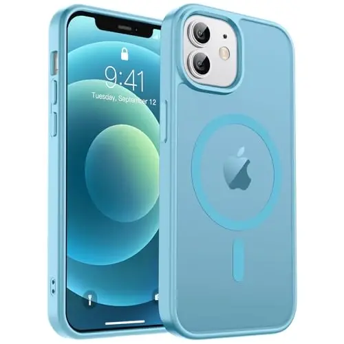 zapica Magnetic for iPhone 12 Case & iPhone 12 Pro Case, [Compatible with MagSafe] [Military Grade Drop Protection] Translucent Matte Shockproof Anti-Scratch Phone Cover, Light Blue 