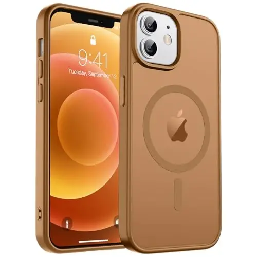 zapica Magnetic for iPhone 12 Case & iPhone 12 Pro Case, [Compatible with MagSafe] [Military Grade Drop Protection] Translucent Matte Shockproof Anti-Scratch Phone Cover, Brown - ZAPICA