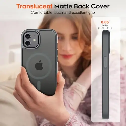 zapica Magnetic for iPhone 12 Case & iPhone 12 Pro Case, [Compatible with MagSafe] [Military Grade Drop Protection] Translucent Matte Shockproof Anti-Scratch Phone Cover, Dark Gray - 7