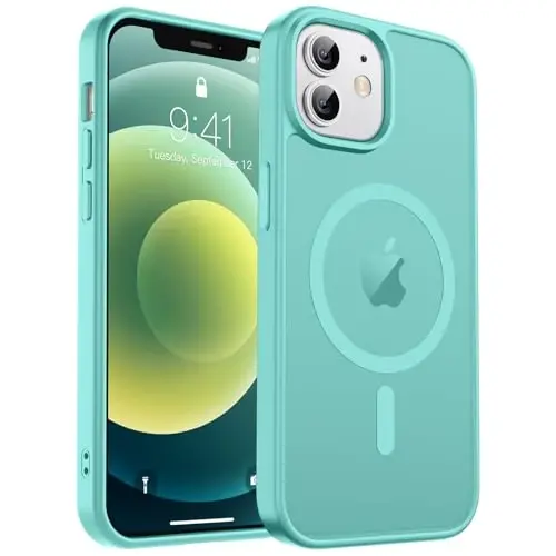 zapica Magnetic for iPhone 12 Case & iPhone 12 Pro Case, [Compatible with MagSafe] [Military Grade Drop Protection] Translucent Matte Shockproof Anti-Scratch Phone Cover, Blue Green - 1