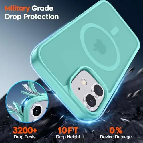 zapica Magnetic for iPhone 12 Case & iPhone 12 Pro Case, [Compatible with MagSafe] [Military Grade Drop Protection] Translucent Matte Shockproof Anti-Scratch Phone Cover, Blue Green - 5