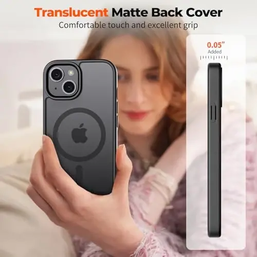 zapica Magnetic for iPhone 13 Case & iPhone 14 Case, [Compatible with MagSafe] [Military Grade Drop Protection] Translucent Matte Shockproof Anti-Scratch Phone Cover, Black 