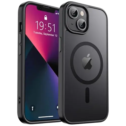zapica Magnetic for iPhone 13 Case & iPhone 14 Case, [Compatible with MagSafe] [Military Grade Drop Protection] Translucent Matte Shockproof Anti-Scratch Phone Cover, Black - ZAPICA (1)
