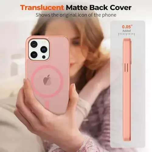 zapica Magnetic for iPhone 13 Pro Case, [Compatible with MagSafe] [Military Grade Drop Protection] Translucent Matte Shockproof Anti-Scratch Phone Case, Light Pink 
