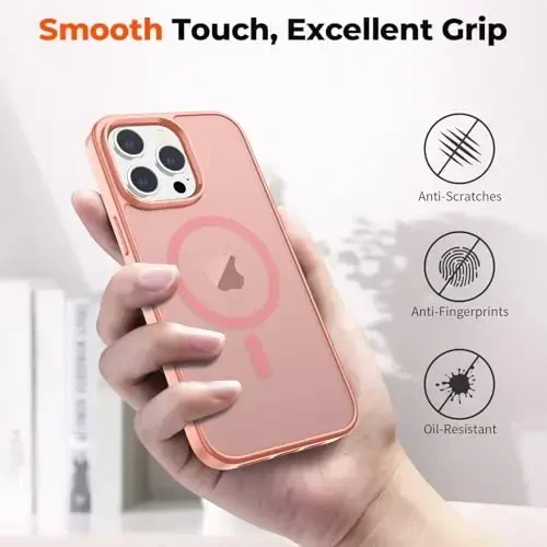 zapica Magnetic for iPhone 13 Pro Case, [Compatible with MagSafe] [Military Grade Drop Protection] Translucent Matte Shockproof Anti-Scratch Phone Case, Light Pink - 7