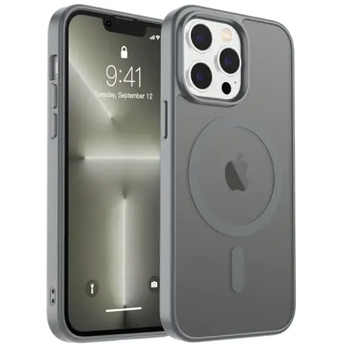 zapica Magnetic for iPhone 13 Pro Max Case, [Compatible with MagSafe] [Military Grade Drop Protection] Translucent Matte Shockproof Anti-Scratch Phone Case, Dark Gray - ZAPICA
