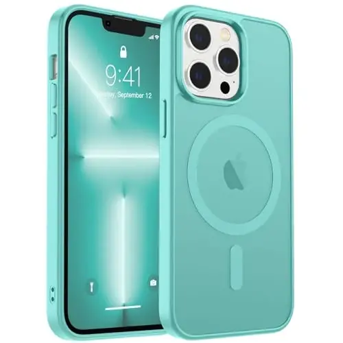 zapica Magnetic for iPhone 13 Pro Max Case, [Compatible with MagSafe] [Military Grade Drop Protection] Translucent Matte Shockproof Anti-Scratch Phone Case, Blue Green - 1