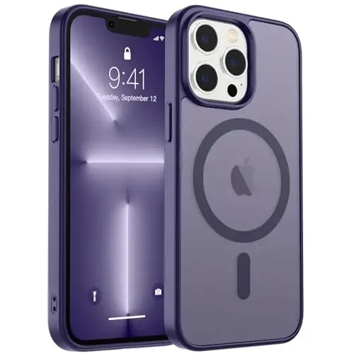 zapica Magnetic for iPhone 13 Pro Max Case, [Compatible with MagSafe] [Military Grade Drop Protection] Translucent Matte Shockproof Anti-Scratch Phone Case, Dark Purple 