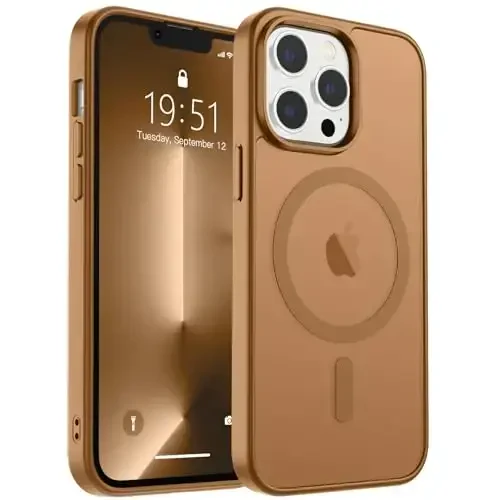 zapica iPhone 13 Pro uchun magnitli g‘ilof, [MagSafe bilan mos keladi] [Harbiy darajadagi tushishdan himoya] Yarim shaffof mato zarbga chidamli tirnalishga qarshi telefon g‘ilofi, jigarrang - 2