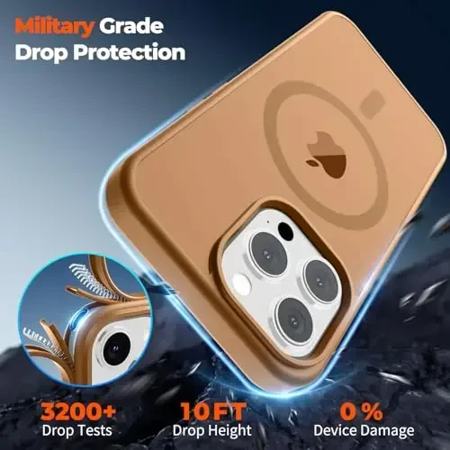 zapica iPhone 13 Pro uchun magnitli g‘ilof, [MagSafe bilan mos keladi] [Harbiy darajadagi tushishdan himoya] Yarim shaffof mato zarbga chidamli tirnalishga qarshi telefon g‘ilofi, jigarrang - 5
