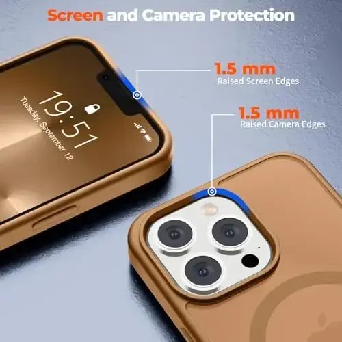 zapica iPhone 13 Pro uchun magnitli g‘ilof, [MagSafe bilan mos keladi] [Harbiy darajadagi tushishdan himoya] Yarim shaffof mato zarbga chidamli tirnalishga qarshi telefon g‘ilofi, jigarrang - 6