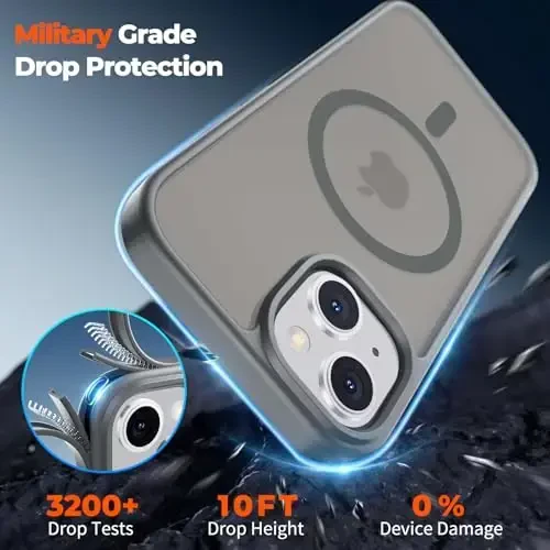 zapica Magnetic for iPhone 13 Case & iPhone 14 Case, [Compatible with MagSafe] [Military Grade Drop Protection] Translucent Matte Shockproof Anti-Scratch Phone Cover, Dark Gray - 6