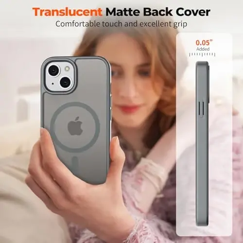 zapica Magnetic for iPhone 13 Case & iPhone 14 Case, [Compatible with MagSafe] [Military Grade Drop Protection] Translucent Matte Shockproof Anti-Scratch Phone Cover, Dark Gray 