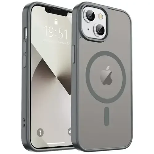 zapica Magnetic for iPhone 13 Case & iPhone 14 Case, [Compatible with MagSafe] [Military Grade Drop Protection] Translucent Matte Shockproof Anti-Scratch Phone Cover, Dark Gray - ZAPICA (1)