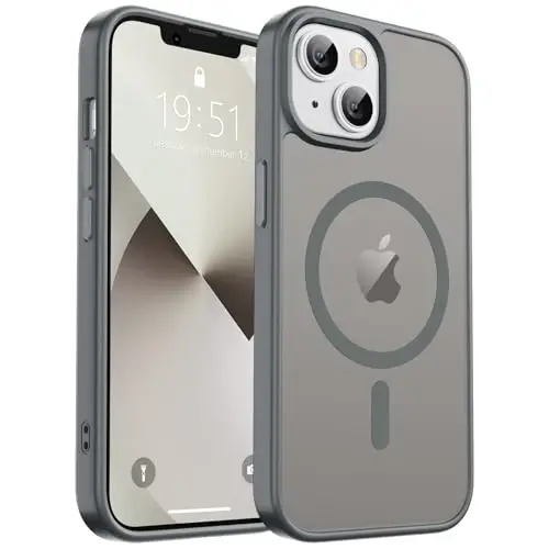 zapica Magnetic for iPhone 13 Case & iPhone 14 Case, [Compatible with MagSafe] [Military Grade Drop Protection] Translucent Matte Shockproof Anti-Scratch Phone Cover, Dark Gray - 2
