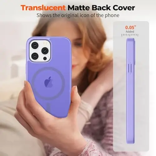 zapica Magnetic for iPhone 14 Pro Case, [Compatible with MagSafe] [Military Grade Drop Protection] Translucent Matte Shockproof Anti-Scratch Phone Cover, Light Purple - 1