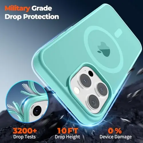 zapica Magnetic for iPhone 14 Pro Case, [Compatible with MagSafe] [Military Grade Drop Protection] Translucent Matte Shockproof Anti-Scratch Phone Case, Blue Green - 5