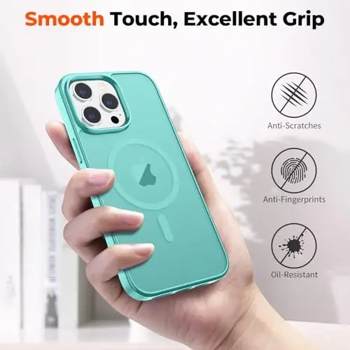 zapica Magnetic for iPhone 14 Pro Case, [Compatible with MagSafe] [Military Grade Drop Protection] Translucent Matte Shockproof Anti-Scratch Phone Case, Blue Green - 7