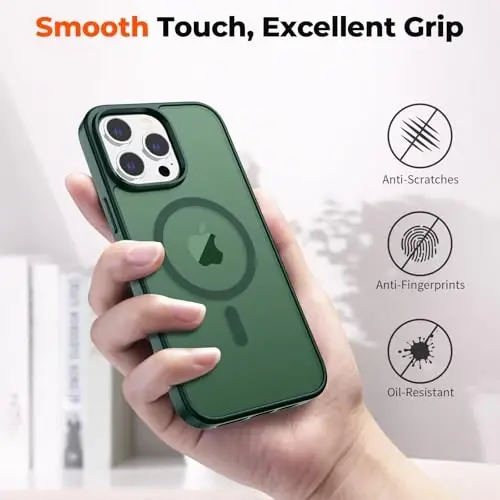 zapica Magnetic for iPhone 14 Pro Case, [Compatible with MagSafe] [Military Grade Drop Protection] Translucent Matte Shockproof Anti-Scratch Phone Case, Forest Green - 7