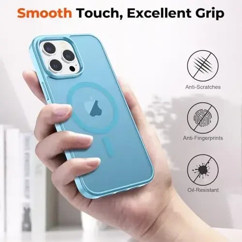 zapica Magnetic for iPhone 14 Pro Max Case, [Compatible with MagSafe] [Military Grade Drop Protection] Translucent Matte Shockproof Anti-Scratch Phone Case, Light Blue - 7