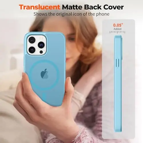 zapica Magnetic for iPhone 14 Pro Max Case, [Compatible with MagSafe] [Military Grade Drop Protection] Translucent Matte Shockproof Anti-Scratch Phone Case, Light Blue - 4