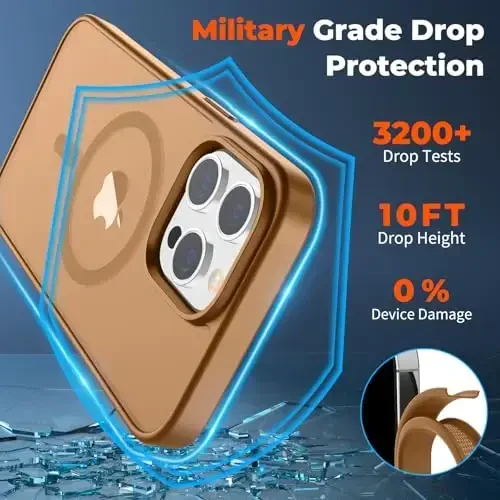 zapica iPhone 14 Pro Max uchun magnitli g‘ilof, [MagSafe bilan mos] [Harbiy darajadagi tushishdan himoya] Yarim shaffof matli zarbga chidamli tirnalishga qarshi telefon g‘ilofi, jigarrang - 5