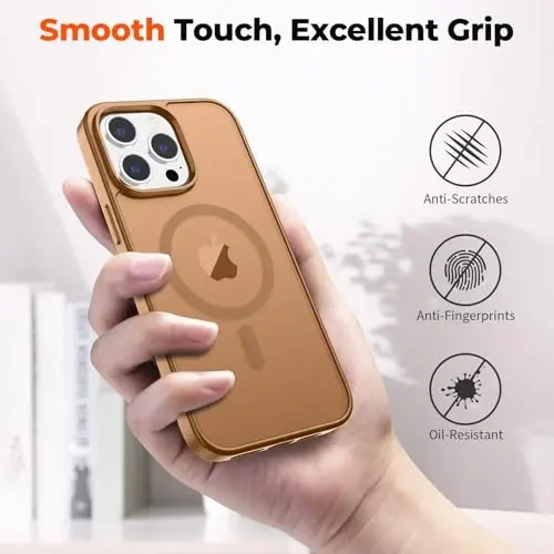 zapica iPhone 14 Pro Max uchun magnitli g‘ilof, [MagSafe bilan mos] [Harbiy darajadagi tushishdan himoya] Yarim shaffof matli zarbga chidamli tirnalishga qarshi telefon g‘ilofi, jigarrang - 6