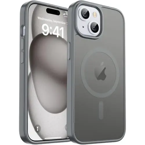 zapica Magnetic for iPhone 15 Plus Case & iPhone 14 Plus Case, [Compatible with MagSafe] [Military Grade Drop Protection] Translucent Matte Shockproof Anti-Scratch Phone Cover, Dark Gray - 1