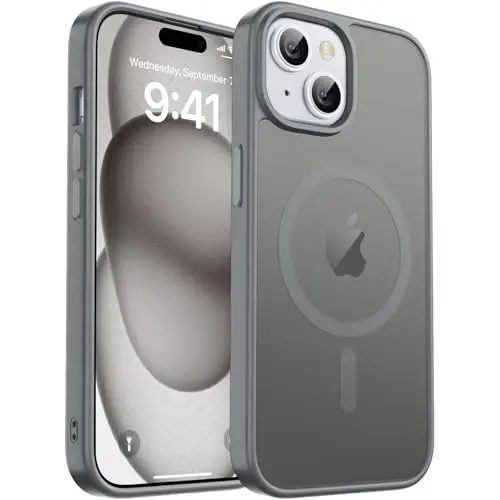 zapica Magnetic for iPhone 15 Plus Case & iPhone 14 Plus Case, [Compatible with MagSafe] [Military Grade Drop Protection] Translucent Matte Shockproof Anti-Scratch Phone Cover, Dark Gray 