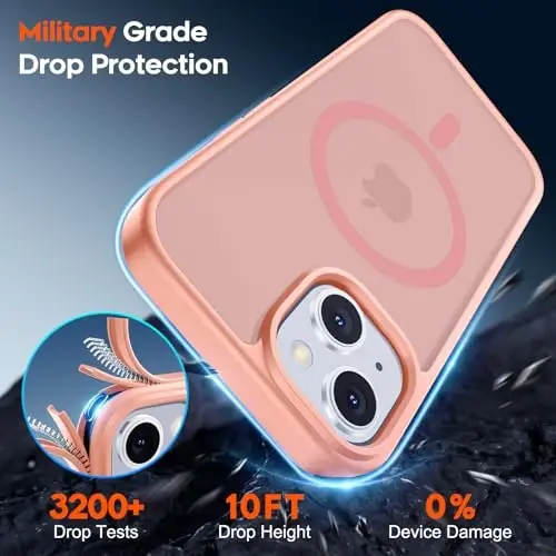 zapica Magnetic for iPhone 15 Plus Case & iPhone 14 Plus Case, [Compatible with MagSafe] [Military Grade Drop Protection] Translucent Matte Shockproof Anti-Scratch Phone Cover, Light Pink - 5