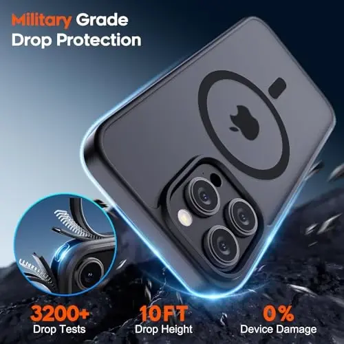 zapica Magnetic for iPhone 15 Pro Case, [Compatible with MagSafe] [Military Grade Drop Protection] Translucent Matte Shockproof Anti-Scratch Phone Case for Women and Men, Black - 5