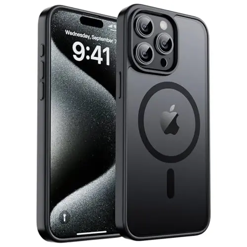 zapica Magnetic for iPhone 15 Pro Case, [Compatible with MagSafe] [Military Grade Drop Protection] Translucent Matte Shockproof Anti-Scratch Phone Case for Women and Men, Black 