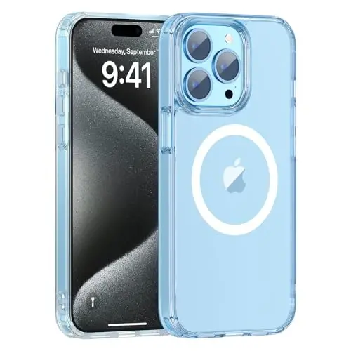 zapica iPhone 15 Pro uchun magnitli g‘ilof, [Kristal tiniq, sarg‘aymaydigan] [MagSafe bilan mos] [Harbiycha tushishdan himoya] Sirpanmaydigan zarbaga chidamli tirnalishga qarshi telefon g‘ilofi, tiniq - ZAPICA (1)