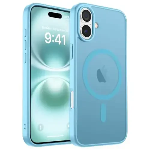 zapica Magnetic for iPhone 16 Plus Case, [Compatible with MagSafe] [Military Grade Drop Protection] Translucent Matte Shockproof Anti-Scratch Phone Case, Light Blue 