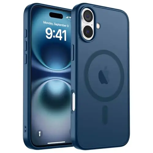 zapica Magnetic for iPhone 16 Plus Case, [Compatible with MagSafe] [Military Grade Drop Protection] Translucent Matte Shockproof Anti-Scratch Phone Case, Dark Blue - 1