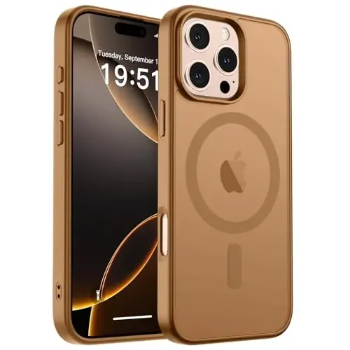 zapica Magnetic for iPhone 16 Pro Case, Brown | Compatible with MagSafe, Military Grade Drop Protection, Translucent Matte Anti-Scratch Phone Cover - 2