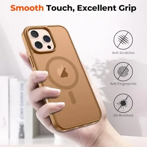 zapica Magnetic for iPhone 16 Pro Case, Brown | Compatible with MagSafe, Military Grade Drop Protection, Translucent Matte Anti-Scratch Phone Cover - 6