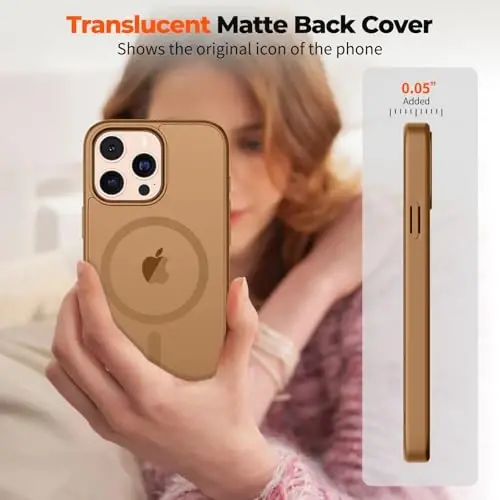 zapica Magnetic for iPhone 16 Pro Case, Brown | Compatible with MagSafe, Military Grade Drop Protection, Translucent Matte Anti-Scratch Phone Cover - 7