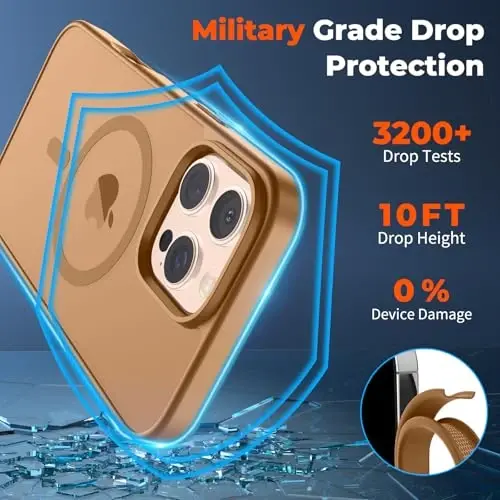 zapica Magnetic for iPhone 16 Pro Case, [Compatible with MagSafe] [Military Grade Drop Protection] Translucent Matte Shockproof Anti-Scratch Phone Case, Brown - 4