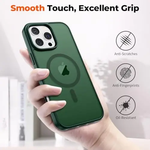 zapica Magnetic for iPhone 16 Pro Case, [Compatible with MagSafe] [Military Grade Drop Protection] Translucent Matte Shockproof Anti-Scratch Phone Cover, Forest Green - 6