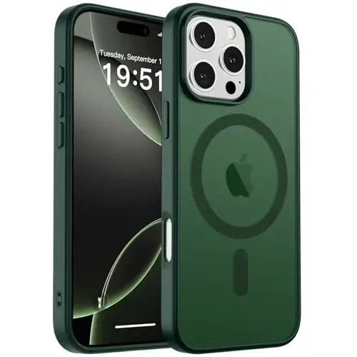 zapica Magnetic for iPhone 16 Pro Case, [Compatible with MagSafe] [Military Grade Drop Protection] Translucent Matte Shockproof Anti-Scratch Phone Case, Forest Green - ZAPICA (1)
